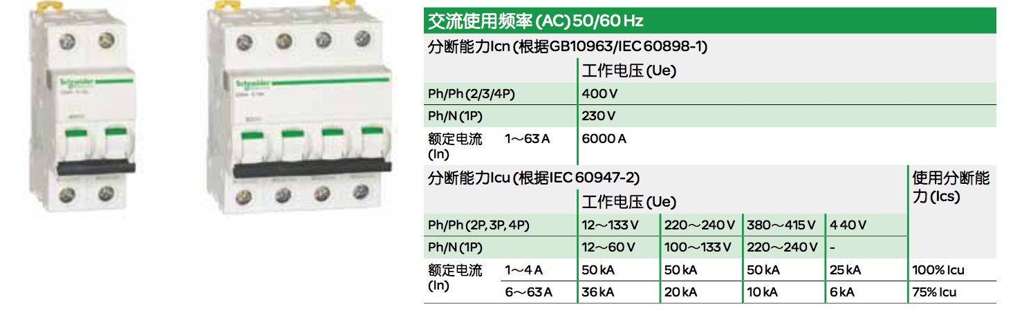 施耐德IC65N,EA9系列斷路器的脫扣曲線有哪幾種？